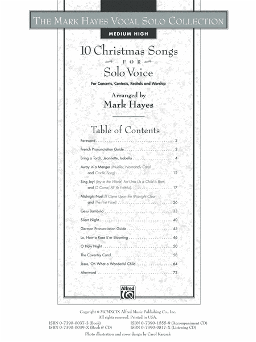 The Mark Hayes Vocal Solo Collection -- 10 Christmas Songs for Solo Voice