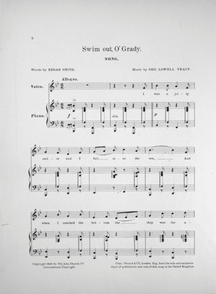 Thomas Q. Seabrooke's Great Song, "Swim Out, O'Grady"