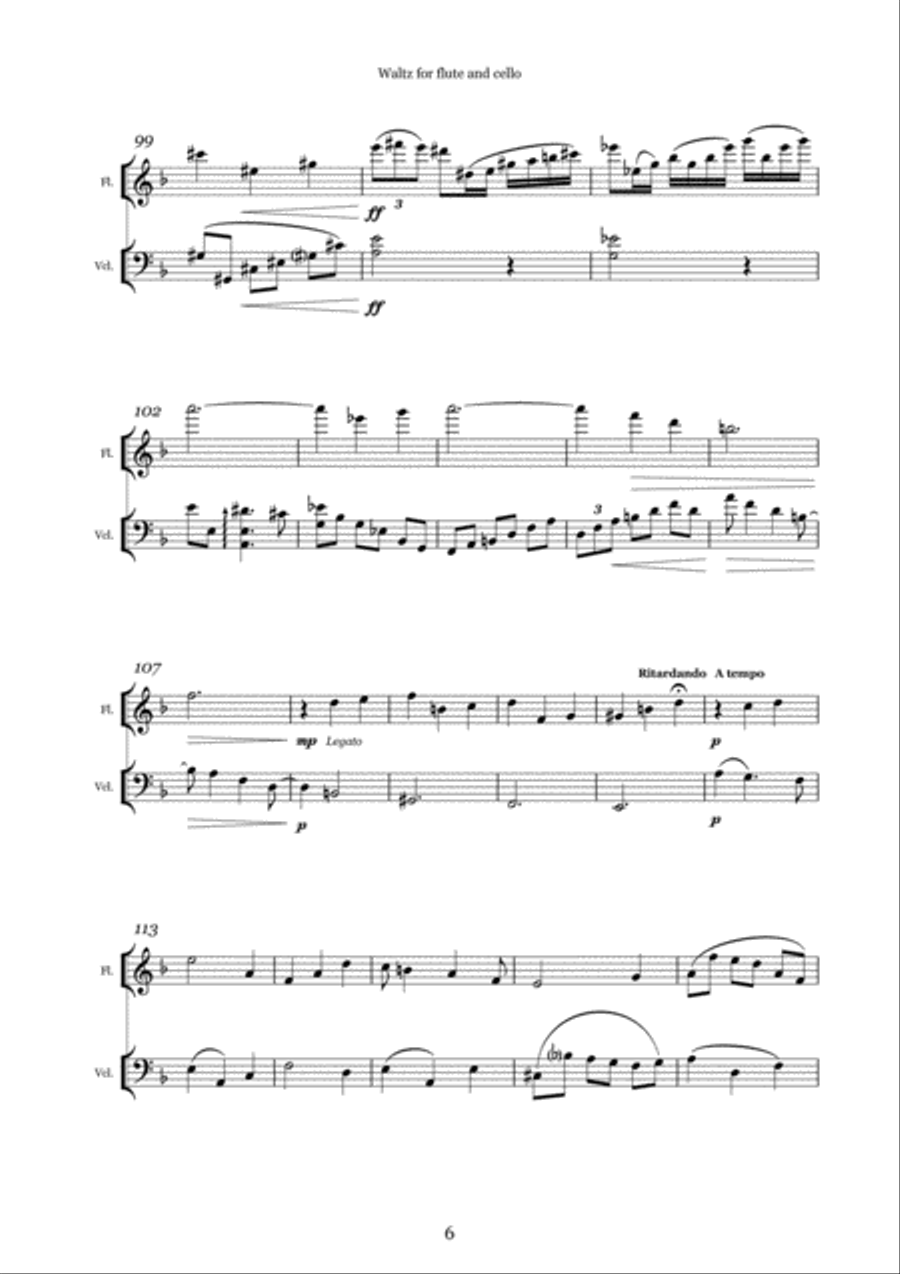 Waltz for Flute and Cello Flute scores gallery preview page 6