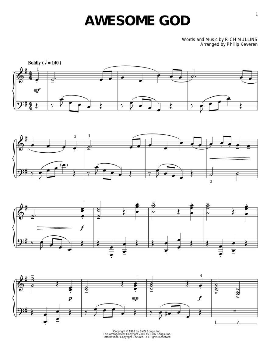 Awesome God (arr. Phillip Keveren) Piano Solo scores gallery preview page 1