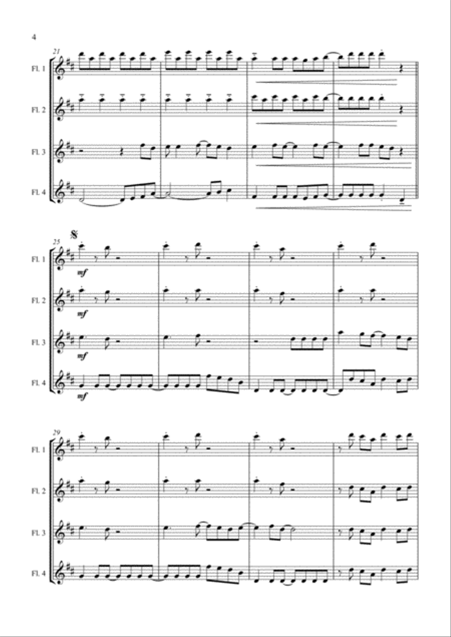 Don't Stop Believin' Flute Quartet scores gallery preview page 4