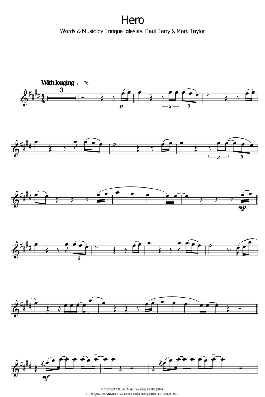 Hero Hero Alto Saxophone scores gallery preview page 1