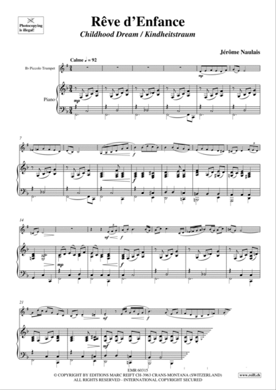 Reve d'Enfance Piccolo Trumpet scores gallery preview page 5