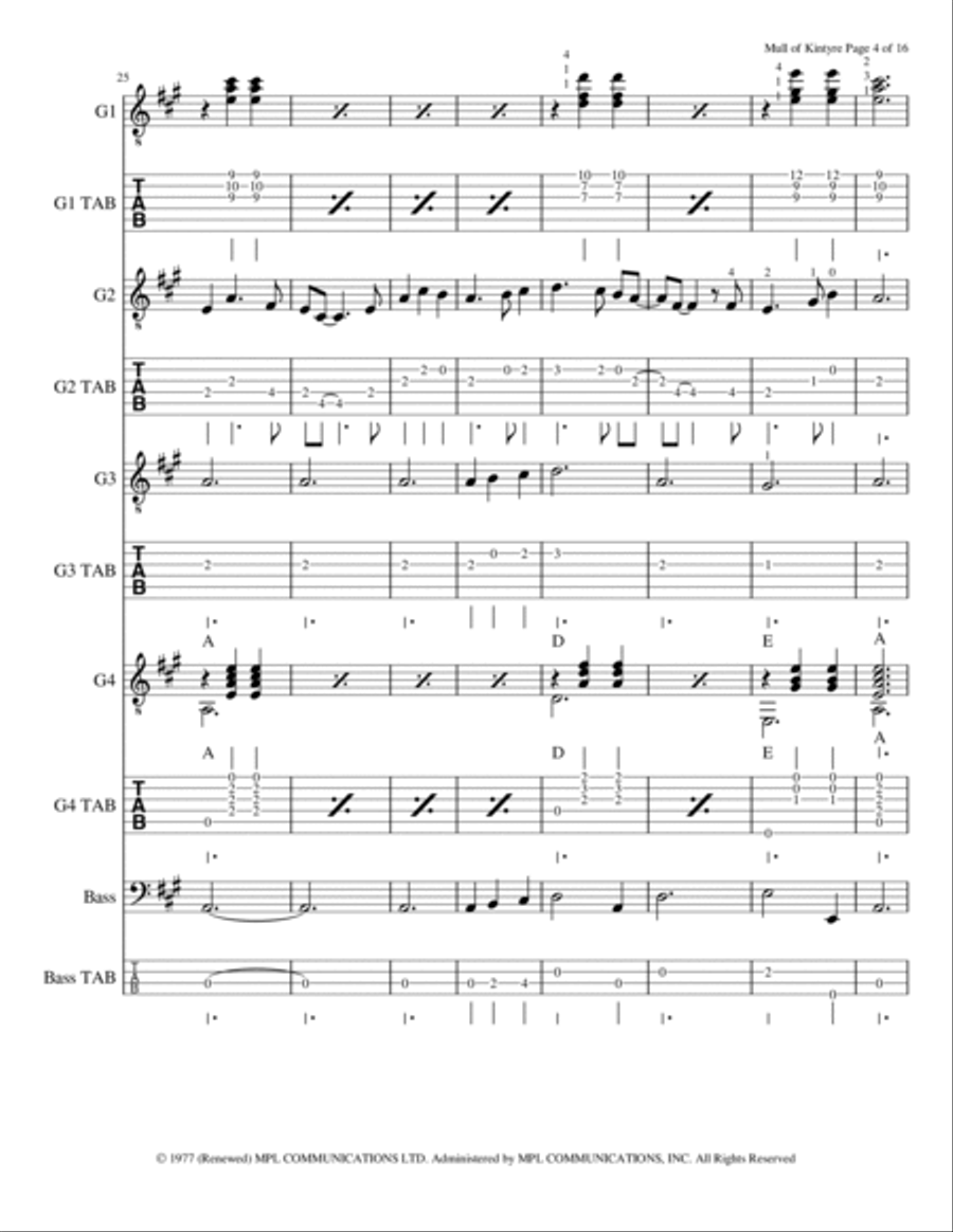 Mull Of Kintyre Guitar Ensemble scores gallery preview page 5
