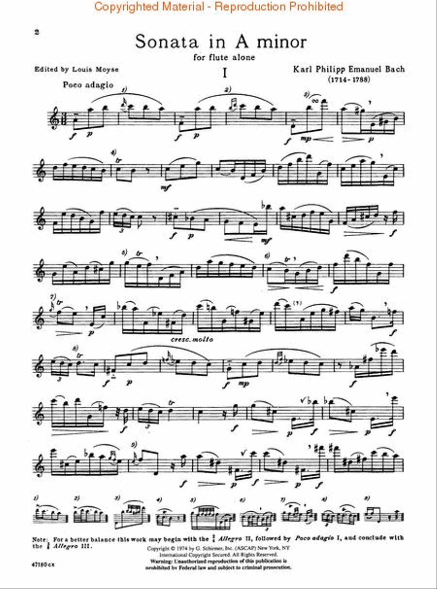 Sonata in A Minor Flute Solo scores gallery preview page 2