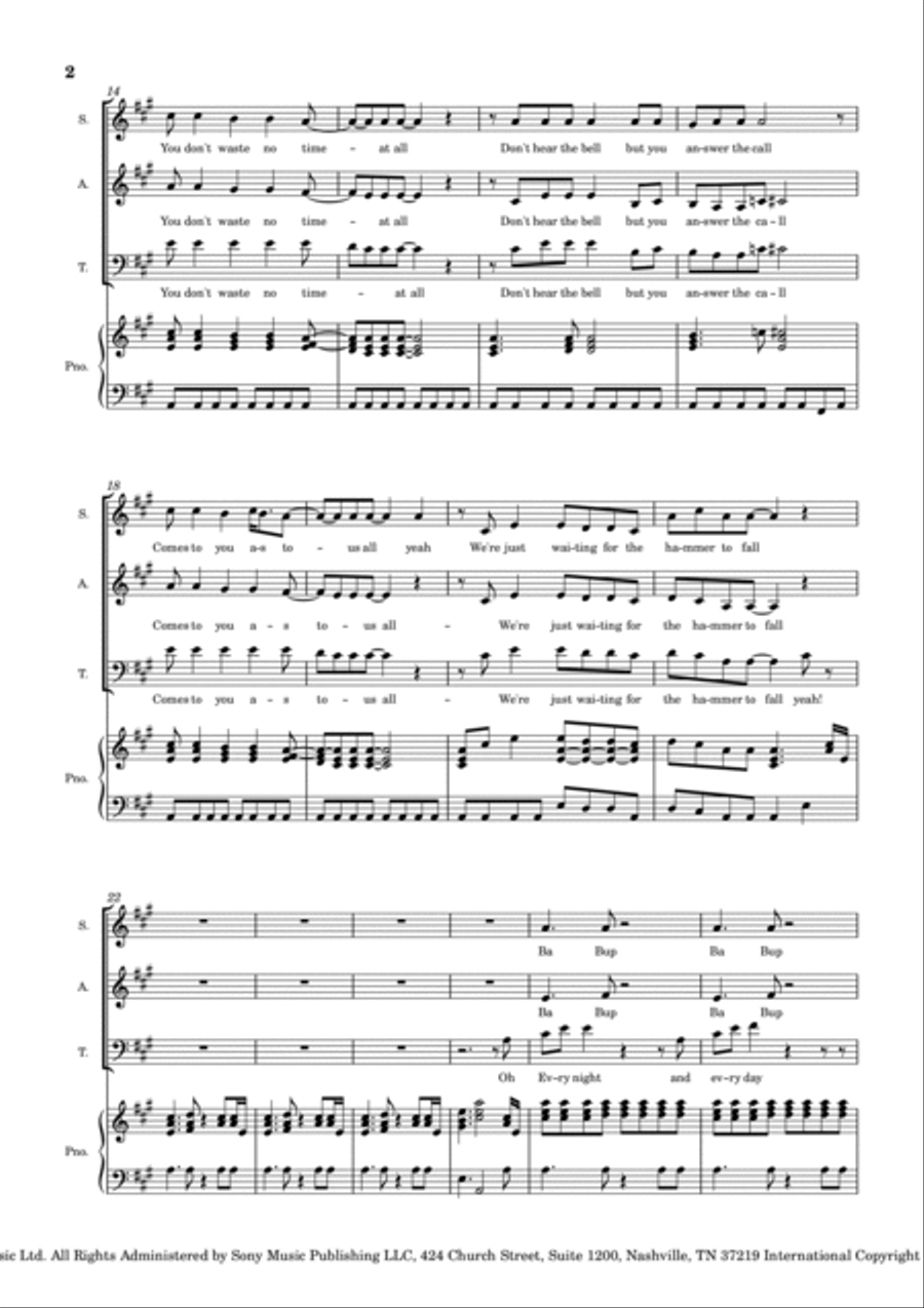 Hammer To Fall Hammer To Fall Voice scores gallery preview page 2