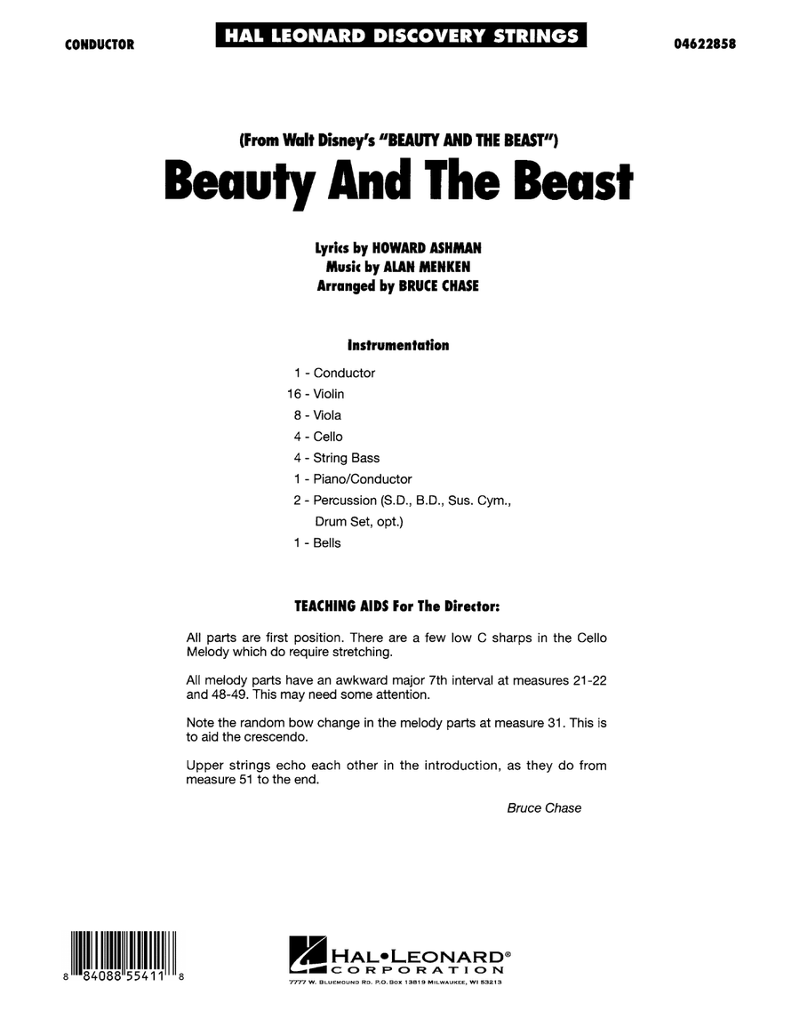 Beauty and the Beast (arr. Bruce Chase) - Piano/Conductor