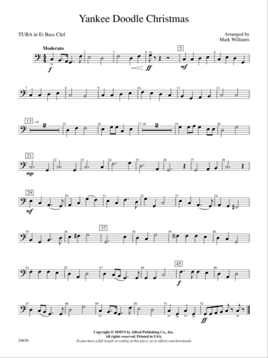 Yankee Doodle Christmas: (World Part) E-flat Tuba B.C. Concert Band scores gallery preview page 1