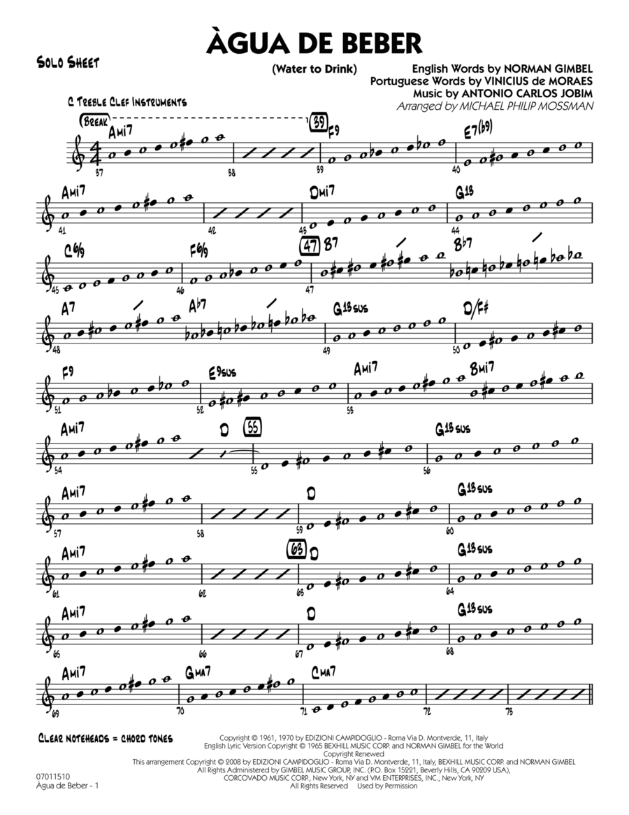 Agua de Beber (Water to Drink) - Solo Sheet Part scores gallery preview page 1