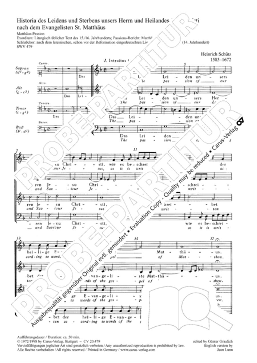 St. Matthew Passion (Matthaus-Passion) 4-Part scores gallery preview page 8