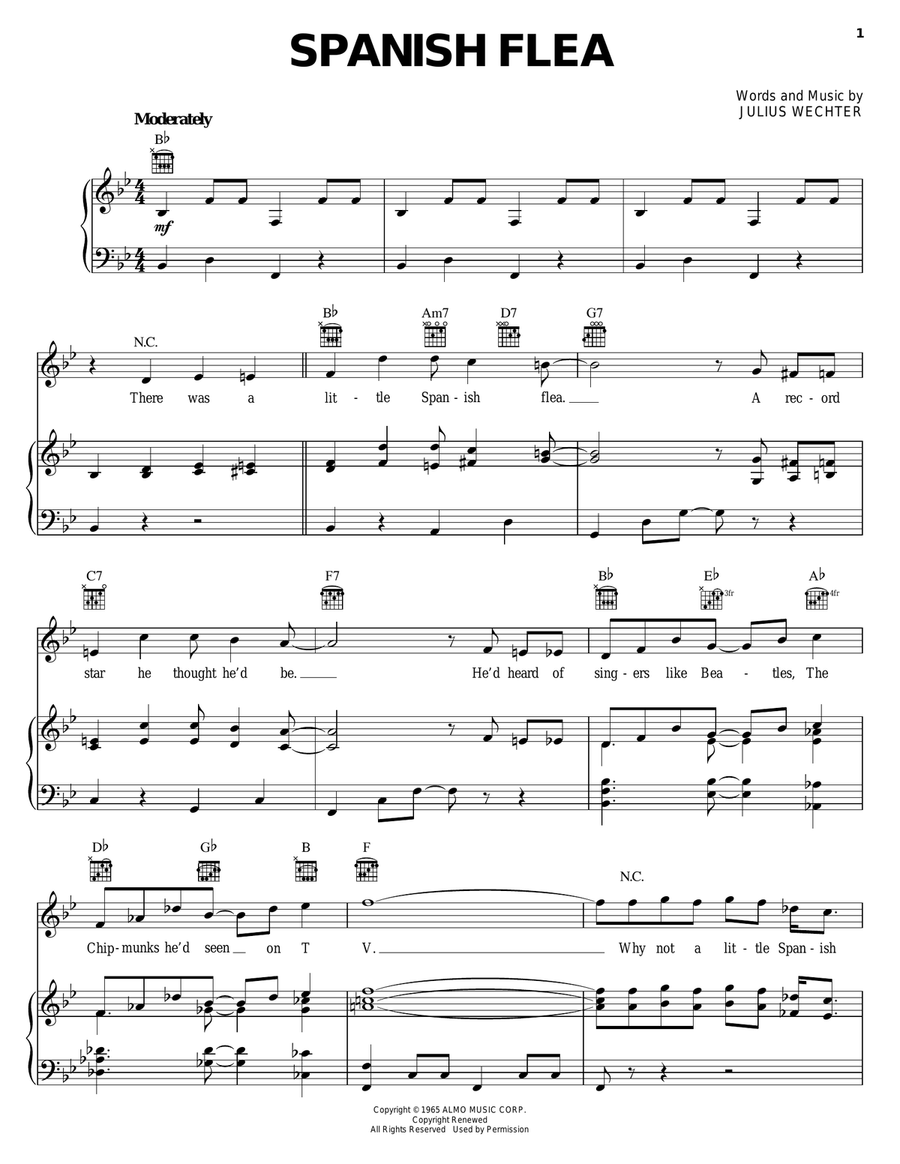 Spanish Flea Piano, Vocal, Guitar scores gallery preview page 1