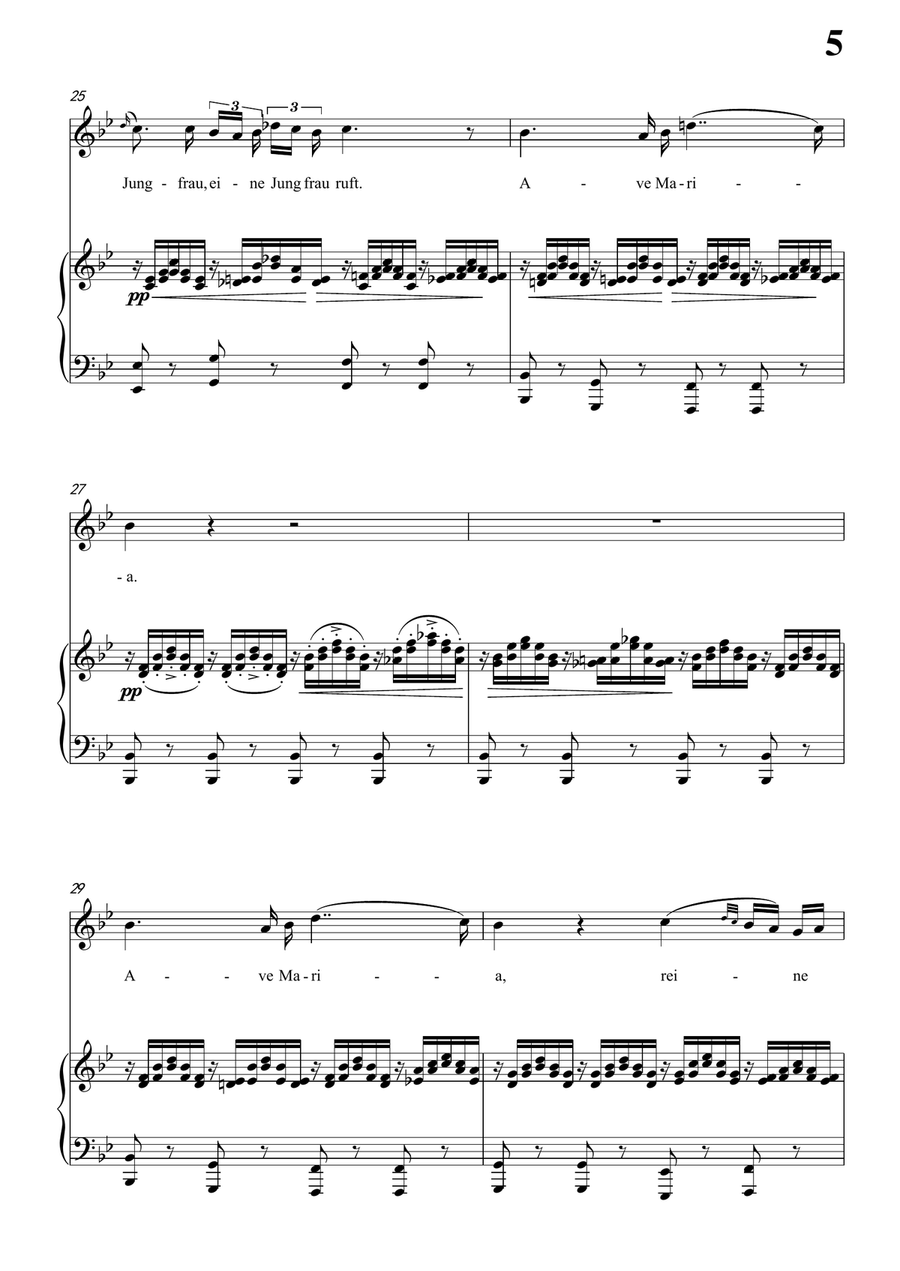 Schubert - Ave Maria for voice and piano (in B flat Key) Piano, Vocal scores gallery preview page 5