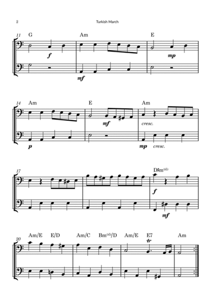 Turkish March by Mozart - Tuba Duet with Chord Notations image number null