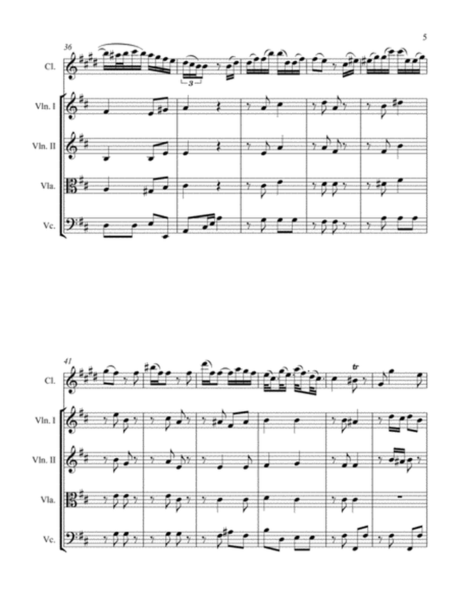 Sonata in D for Clarinet and String Quartet II. Allegretto