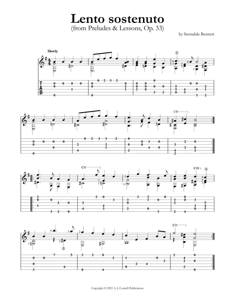 Lento Sostenuto (from Preludes & Lessons, Op. 33) Classical Guitar scores gallery preview page 1
