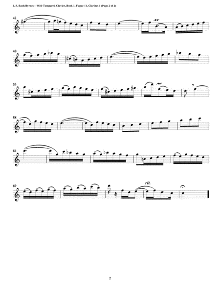 Fugue 11 from Well-Tempered Clavier, Book 1 (Clarinet Quartet) image number null