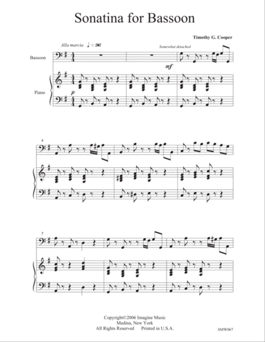 Sonatina for Bassoon Sonatina for Bassoon Bassoon scores gallery preview page 1