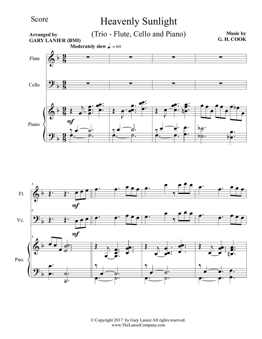 HEAVENLY SUNLIGHT (Trio - Flute, Cello & Piano with Score/Parts) Flute scores gallery preview page 2