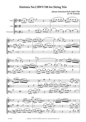 Sinfonia No.2 BWV.788 for String Trio