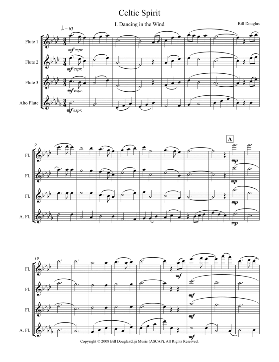 Celtic Spirit for Flute Quartet Flute Quartet scores gallery preview page 1
