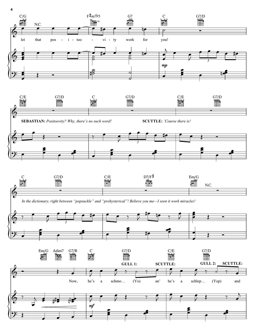 Positoovity (from The Little Mermaid: A Broadway Musical) Piano, Vocal, Guitar scores gallery preview page 4