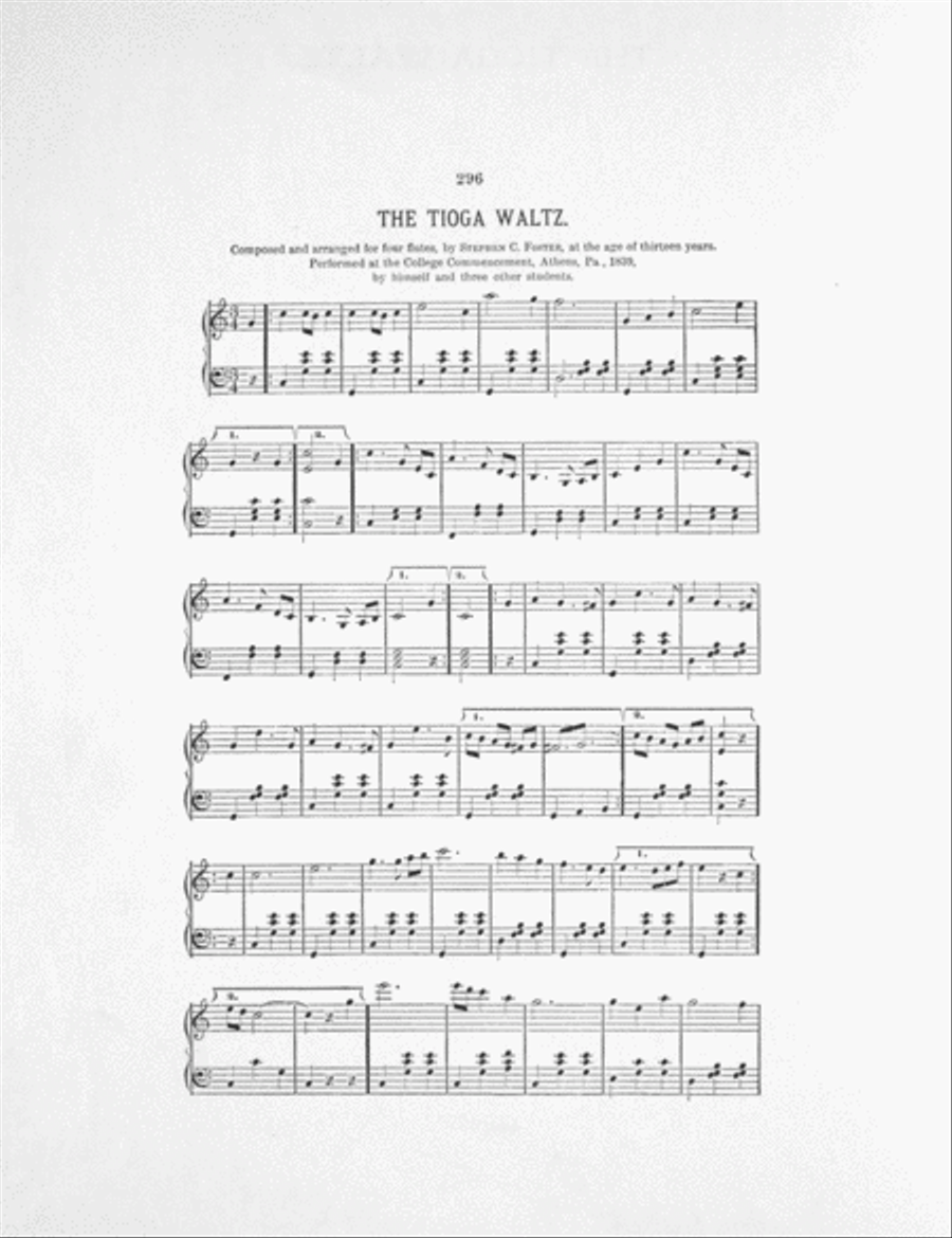 The Tioga Waltz. Biography, Songs and Musical Compositions of Stephen C. Foster Piano Solo scores gallery preview page 2