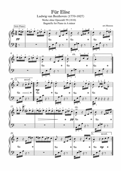 For Elise piano solo image number null