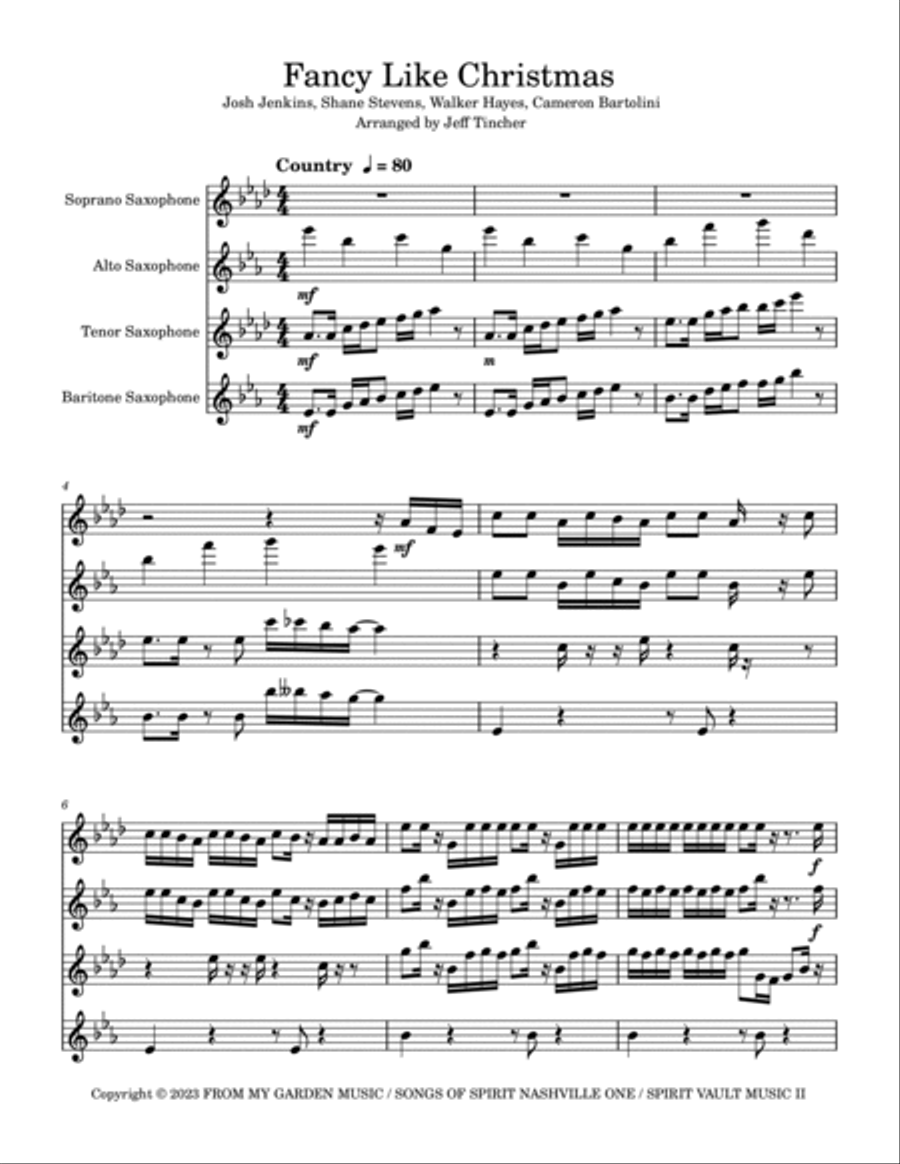 Fancy Like Christmas Saxophone Quartet scores gallery preview page 2