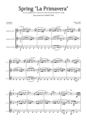 "Spring" (La Primavera) by Vivaldi - Easy version for CLARINET TRIO