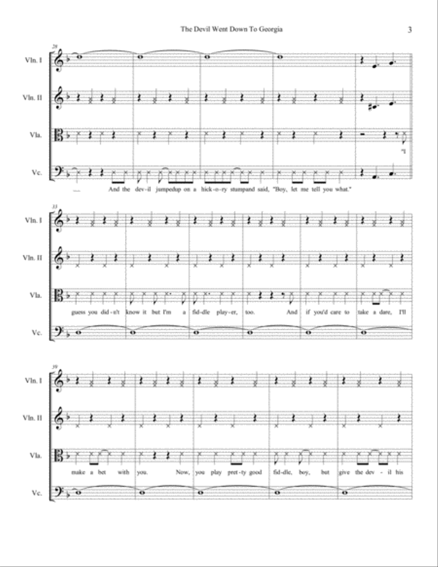 The Devil Went Down To Georgia String Quartet scores gallery preview page 4