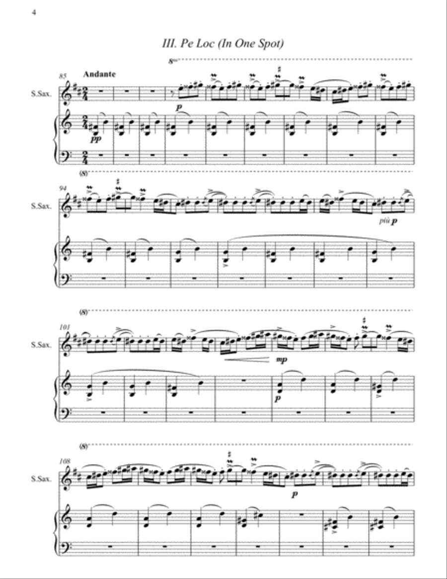 Bartok, Romanian Folk Dances for Soprano Saxophone and Piano Soprano Saxophone scores gallery preview page 4
