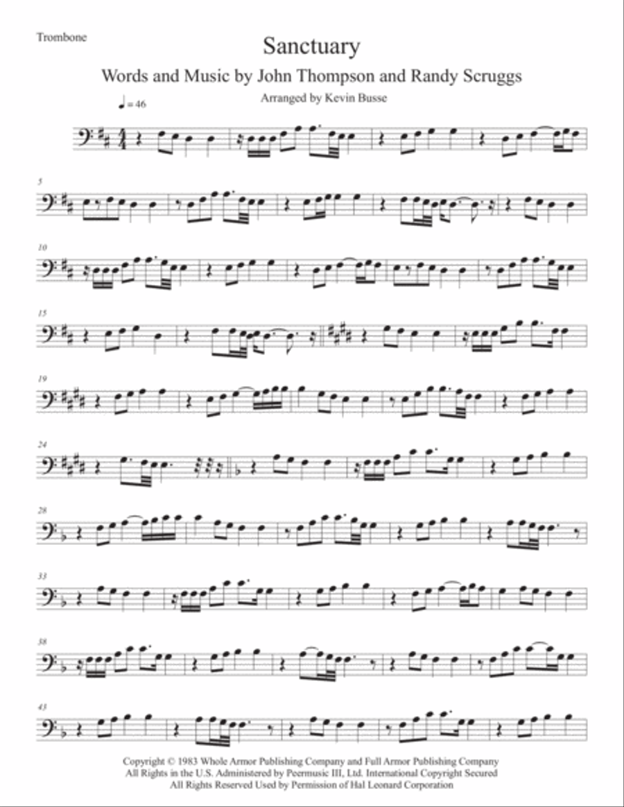 Sanctuary Trombone Solo scores gallery preview page 1
