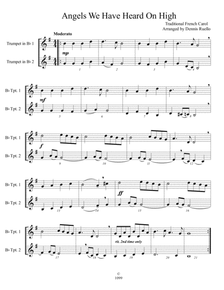 6 Traditional Christmas Carols for Trumpet Duet - Advanced Intermediate image number null