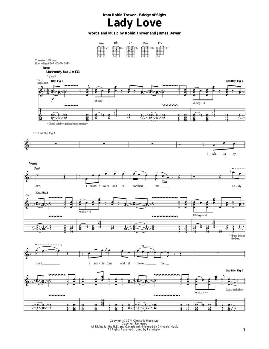 Lady Love Lady Love Electric Guitar scores gallery preview page 1
