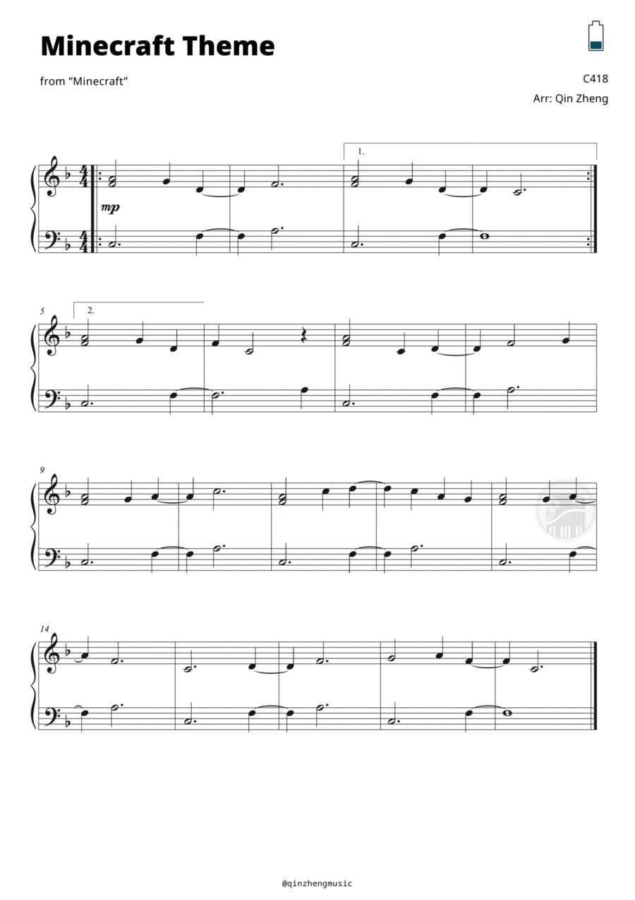 Minecraft Easy Piano scores gallery preview page 1