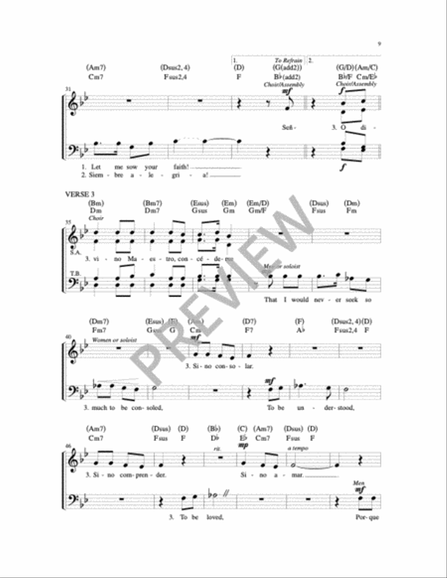 Señor, Hazme Un Instrumento de Tu Paz 4-Part scores gallery preview page 12