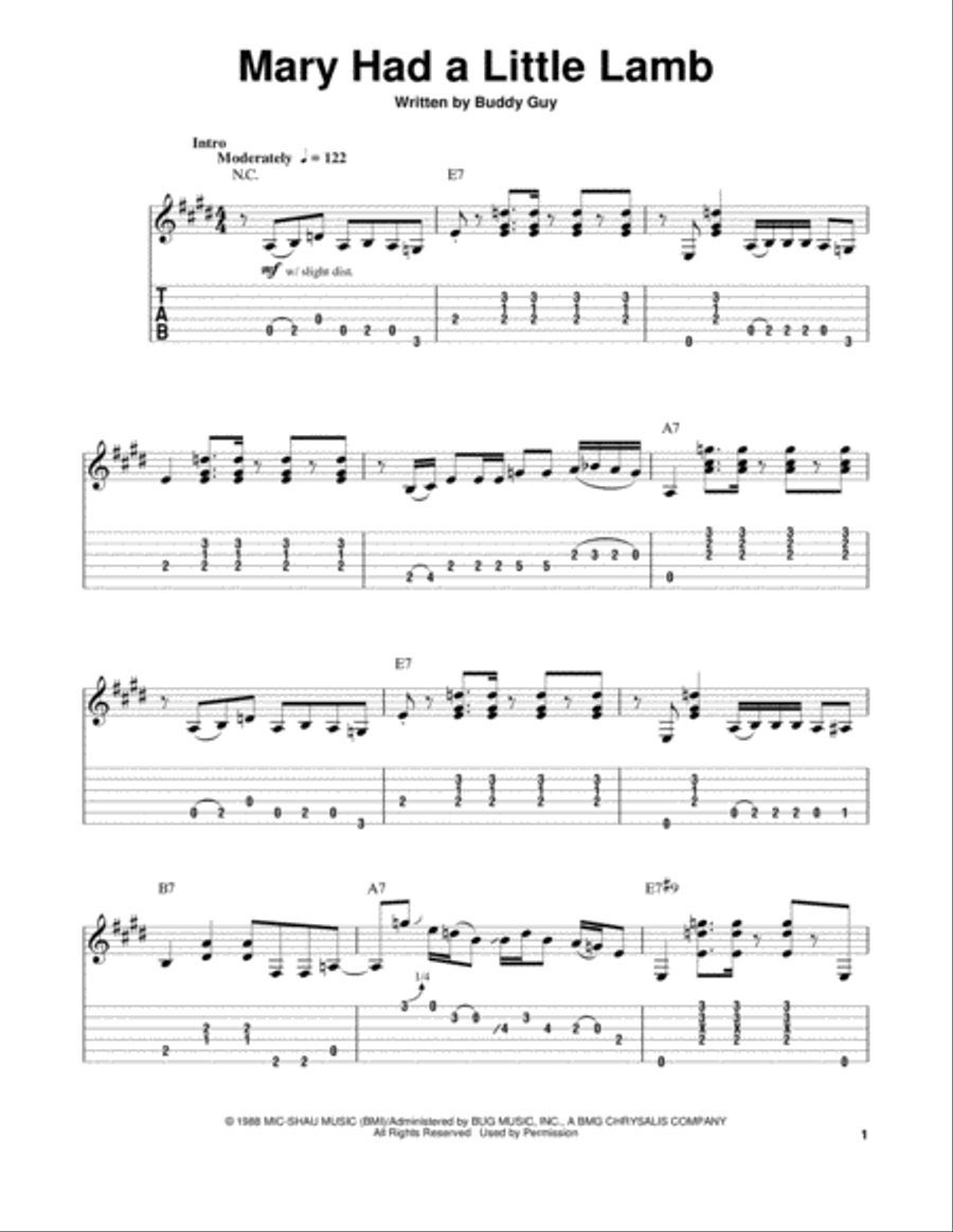 Mary Had A Little Lamb Acoustic Guitar scores gallery preview page 1
