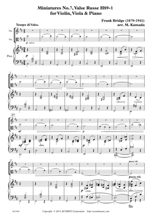 Book cover for Miniatures No.7, Valse Russe H.89-1 for Violin, Viola & Piano
