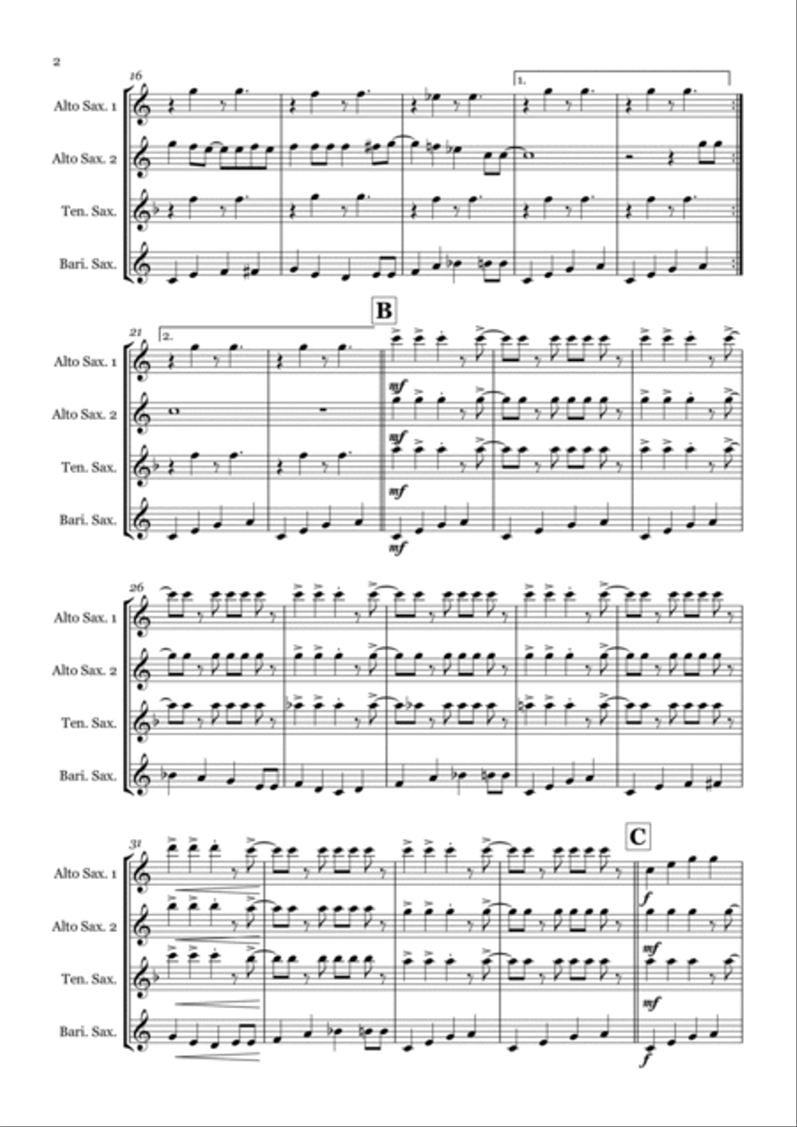 Rock Around The Clock Saxophone Quartet scores gallery preview page 2