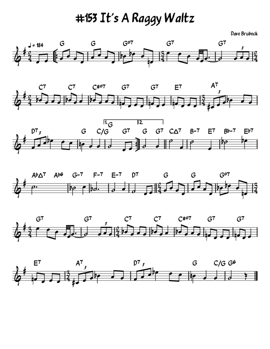 It's A Raggy Waltz Piano scores gallery preview page 1