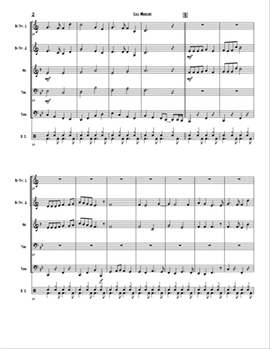Lilli Marlene (lili Marleen) Brass Ensemble scores gallery preview page 2