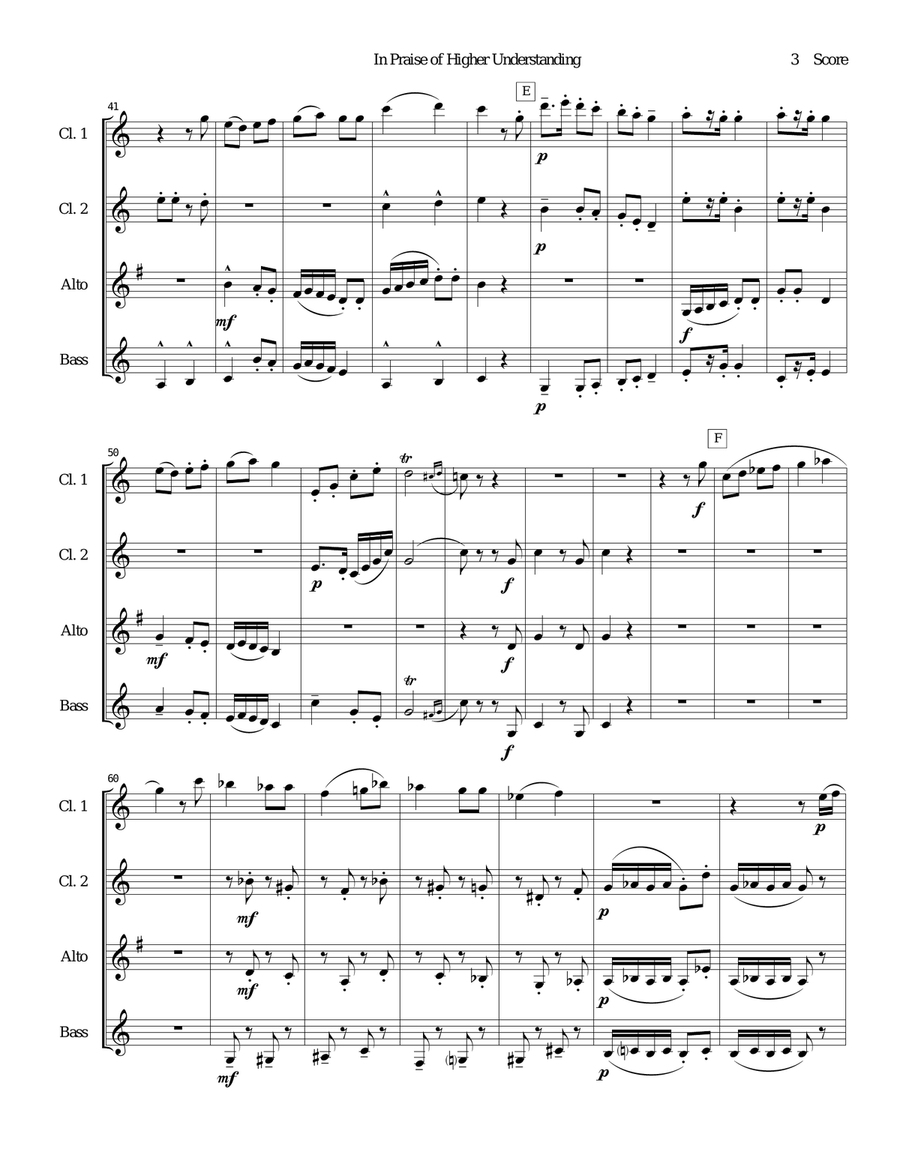 Mahler - In Search of Higher Understanding set for Clarinet Quartet Clarinet Quartet scores gallery preview page 3