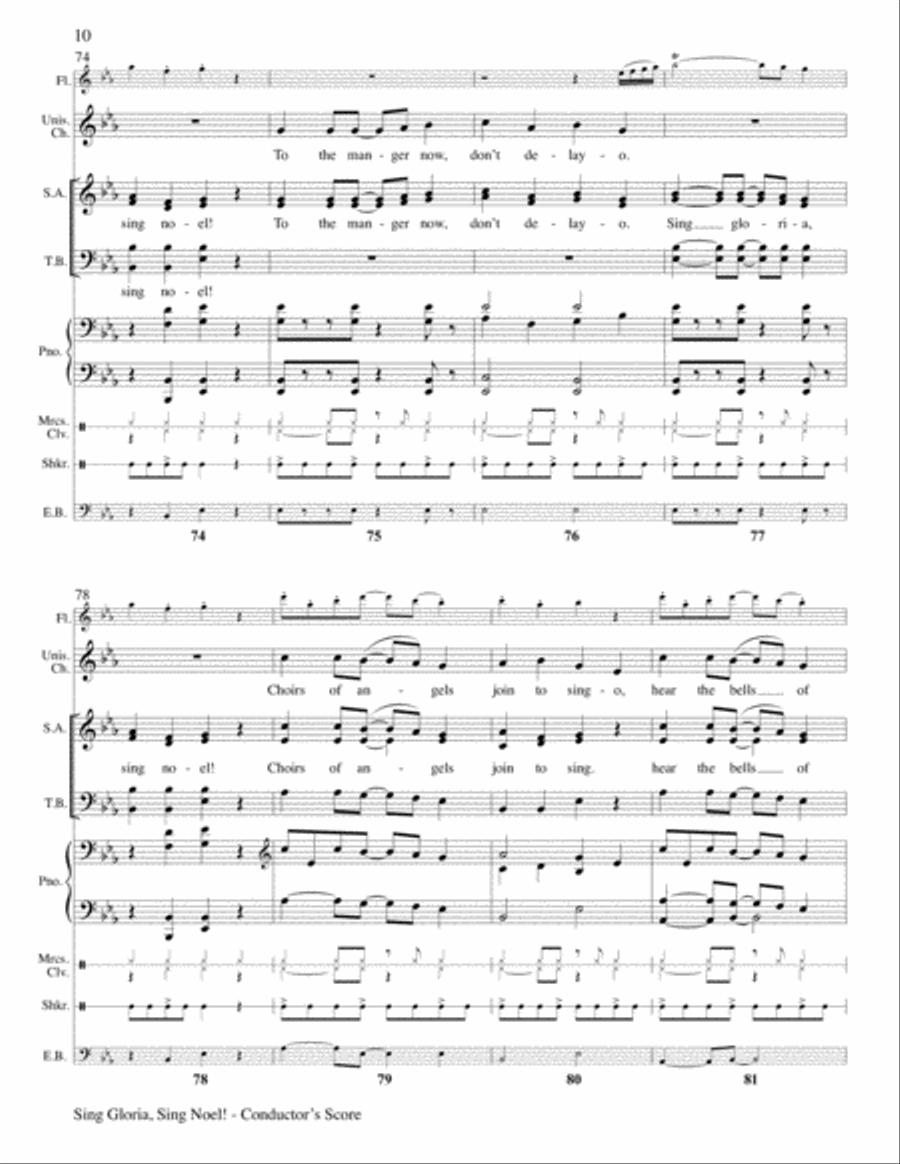 Sing Gloria, Sing Noel!-Raney-Conductor's Score, Flute, & Percussion-Digital Ver Unison Choir scores gallery preview page 10