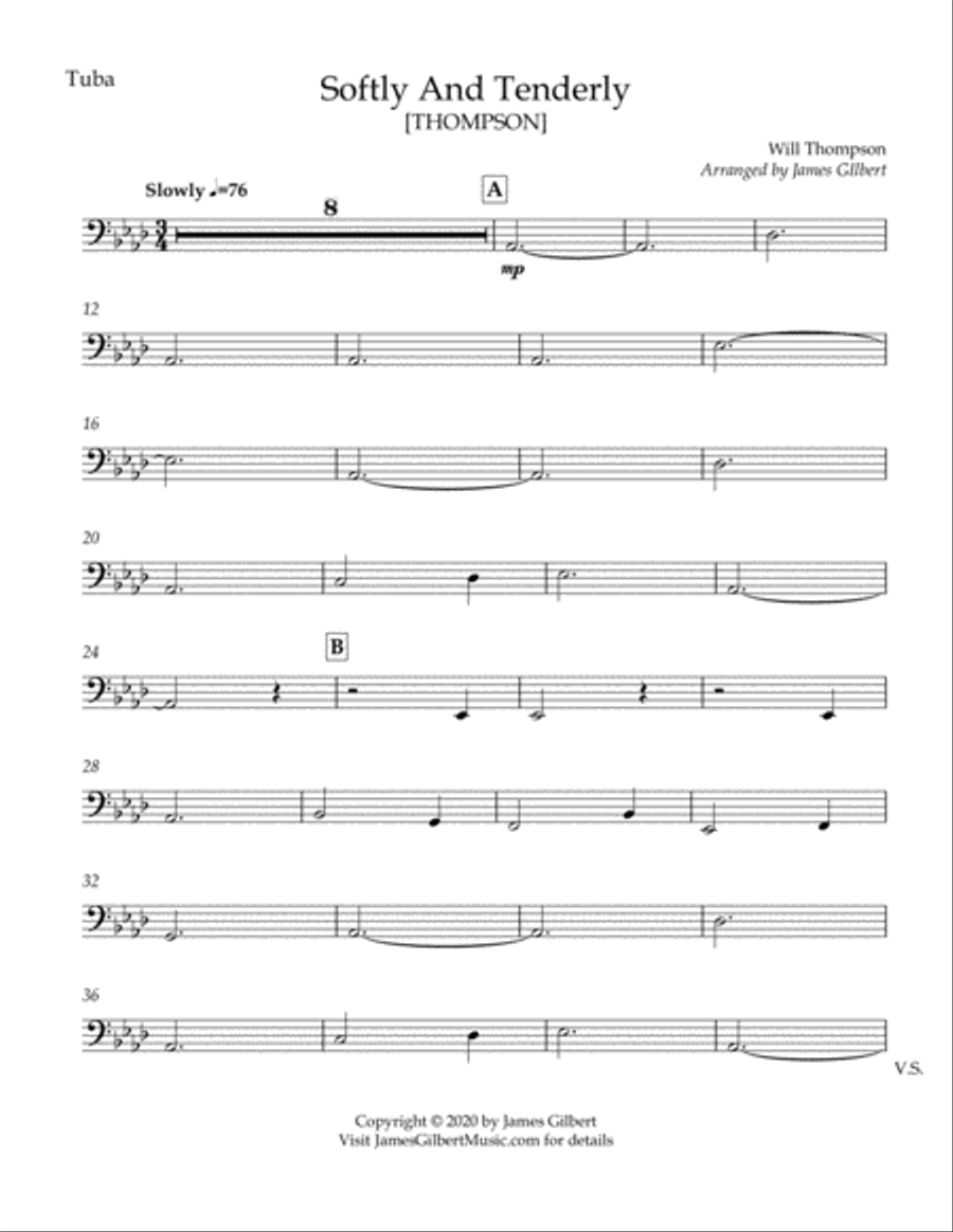 Softly And Tenderly Brass Ensemble scores gallery preview page 2
