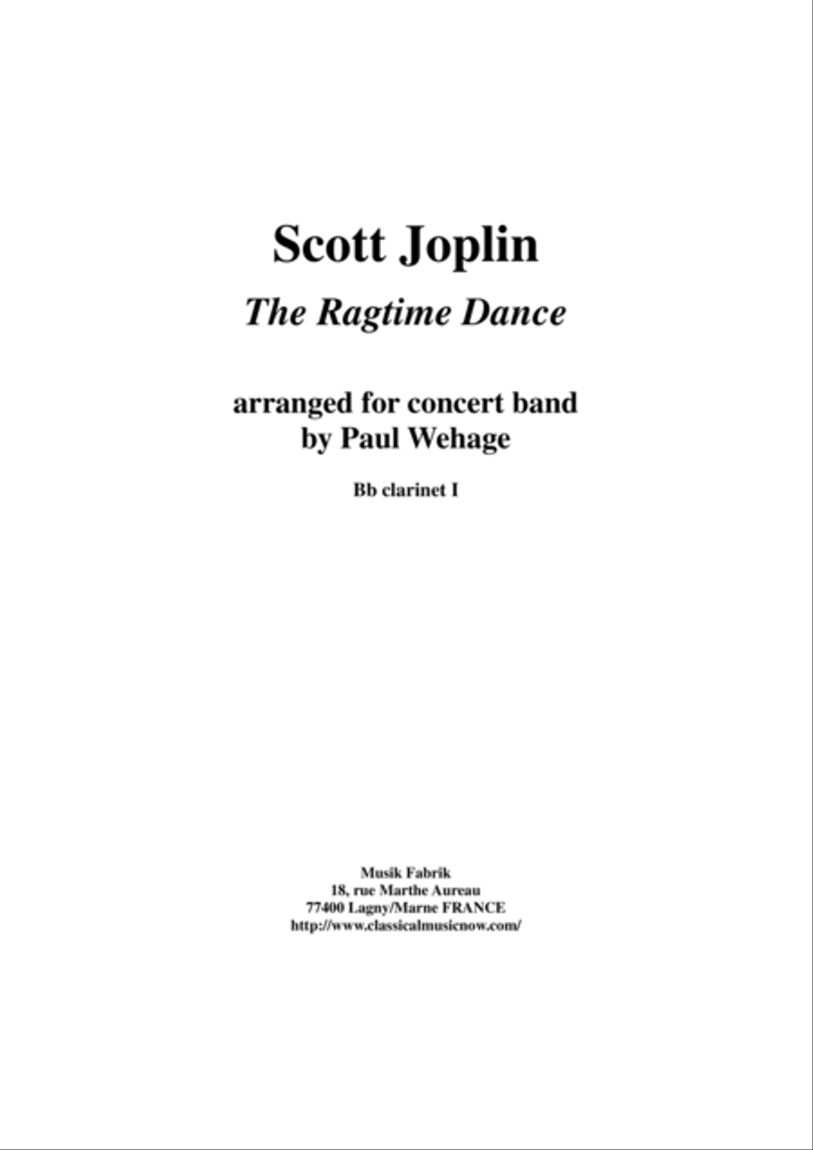 Scott Joplin: The Ragtime Dance, arranged for concert band by Paul Wehage: Bb clarinet 1 part Concert Band scores gallery preview page 1