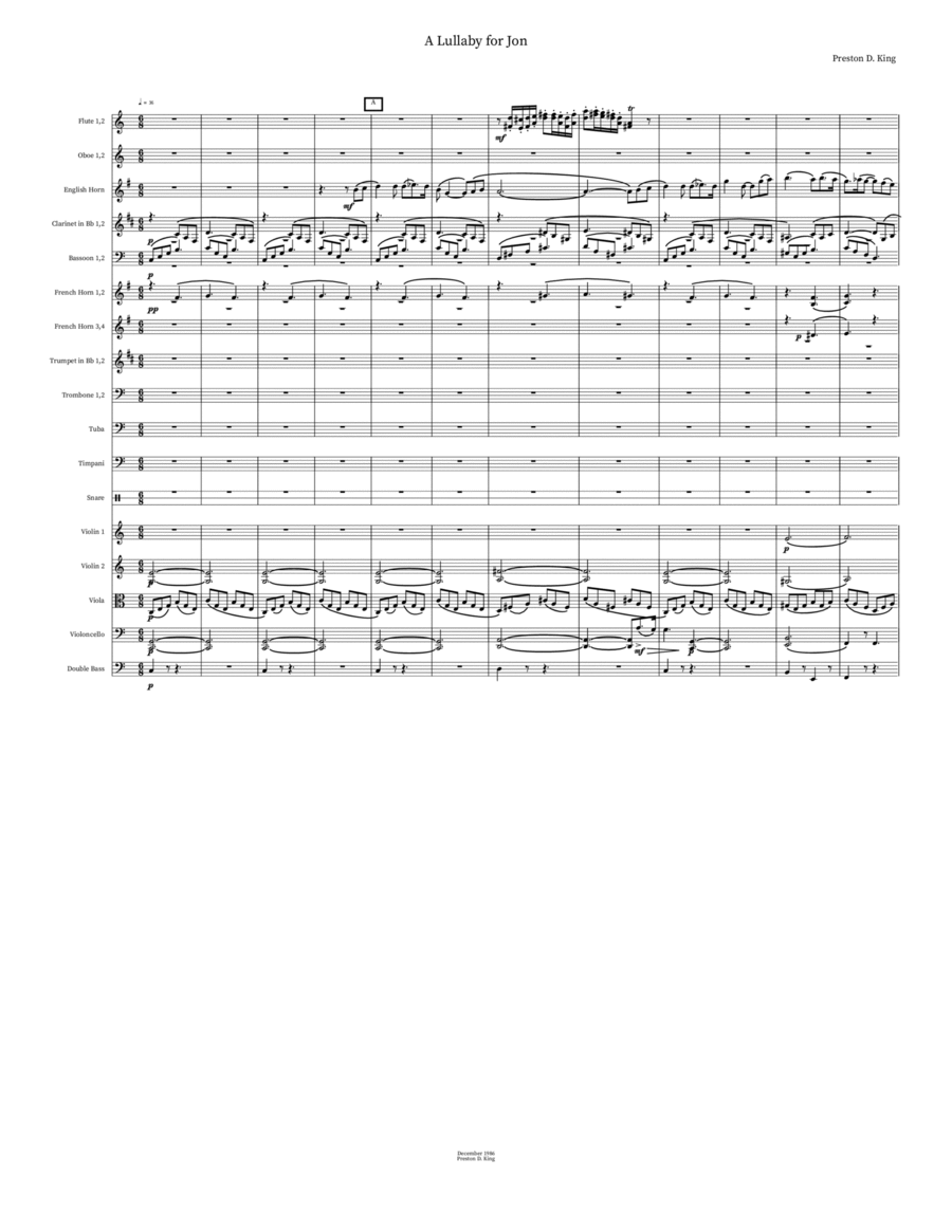 A Lullaby for Jon A Lullaby for Jon Orchestra scores gallery preview page 1
