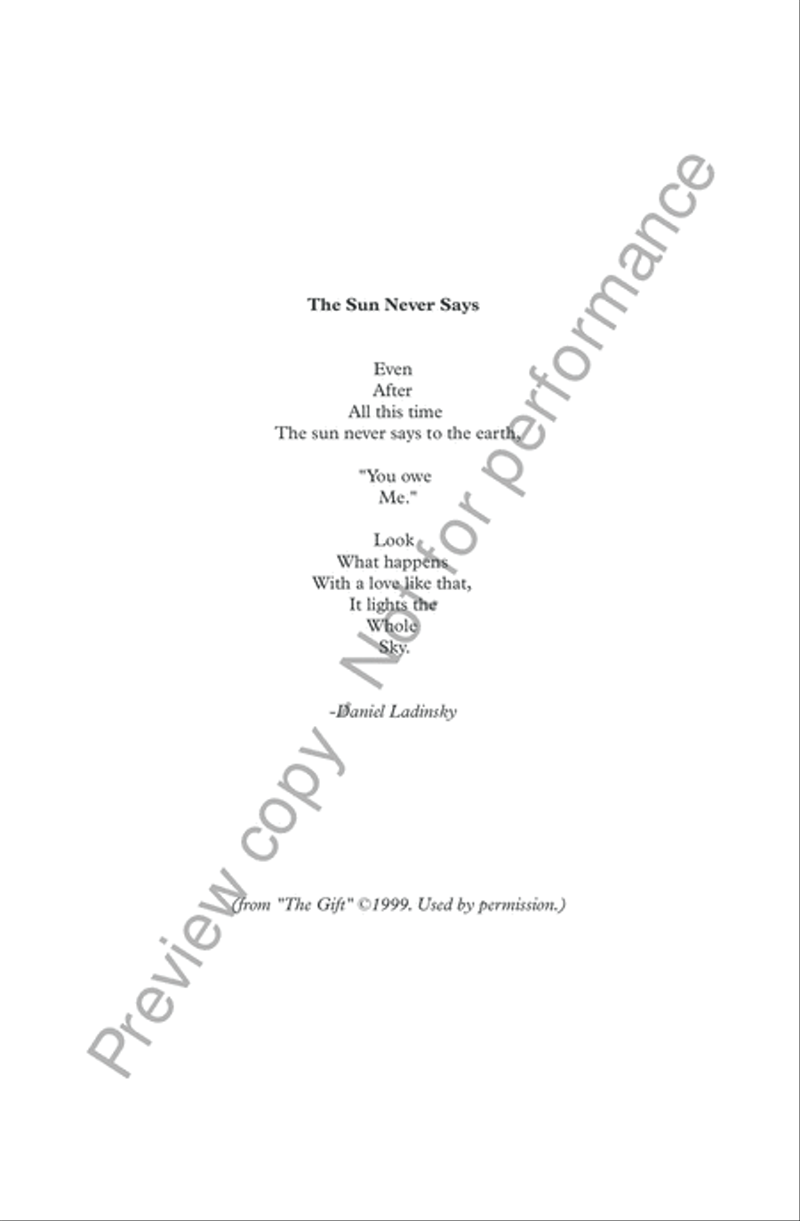 The Sun Never Says 4-Part scores gallery preview page 4