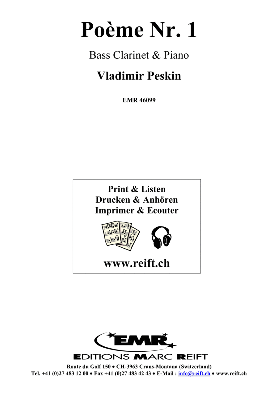 Poeme No. 1 Bass Clarinet scores gallery preview page 1