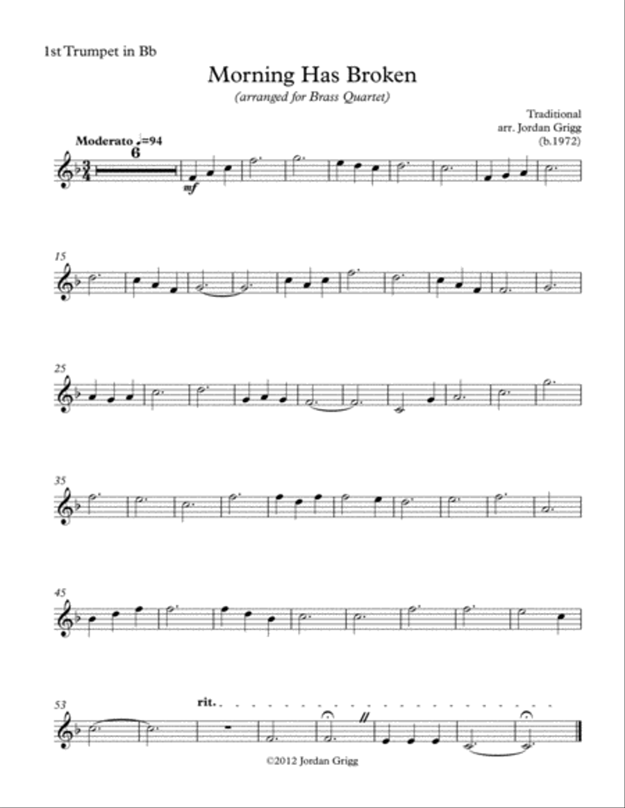 Morning Has Broken (Brass Quartet) Brass Quartet scores gallery preview page 3