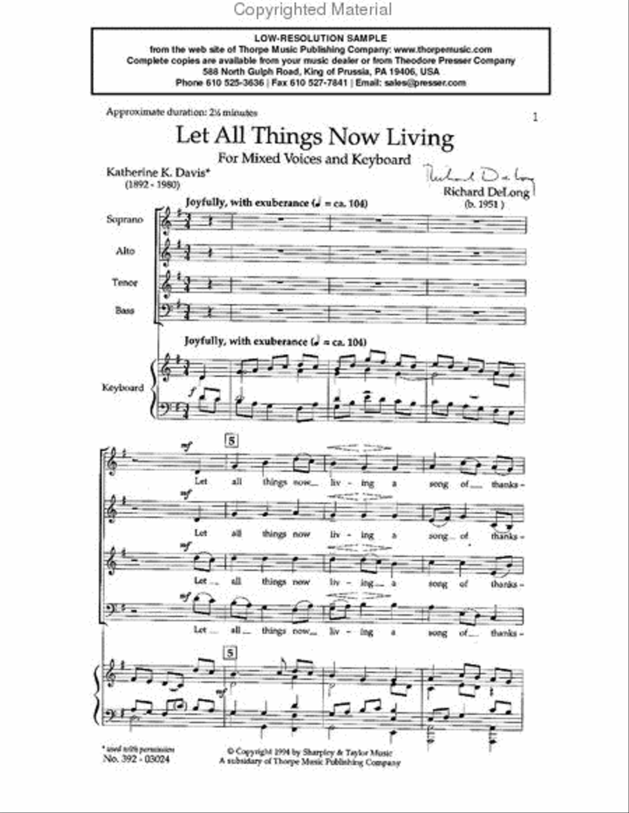 Let All Things Now Living 4-Part scores gallery preview page 2